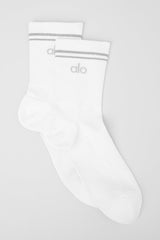 Unisex Half-Crew Performance Sock - White