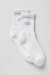 Unisex Half-Crew Throwback Sock - White Heather/Grey