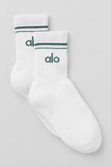 Unisex Half-Crew Throwback Sock - White/Clover Green