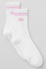 Unisex Half-Crew Throwback Sock - White/Candy Heart Pink