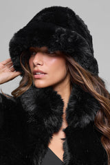 Faux Fur Starstruck Bucket Hat - Black
