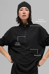 Double Take Long Sleeve 1/4 Zip - Black