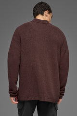 Textured Knit Long Sleeve Polo - Brownstone