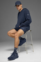 Textured Knit Hoodie - Navy