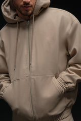 Cotton Canvas Full Zip Hoodie - Gravel