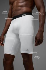 9" Flight Compression Short - White