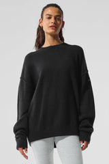 Unisex Wool鑱紺ashmere New Class Crewneck Sweater - Black