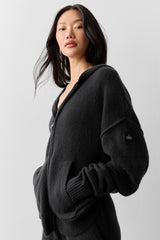 Wool鑱紺ashmere New Class Full Zip Hoodie - Black