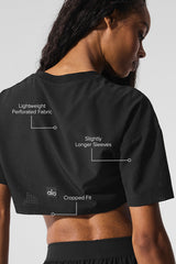 Mesh Cropped Mirage Tee - Black