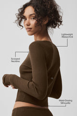 Sweater Knit Unwind Long Sleeve - Espresso