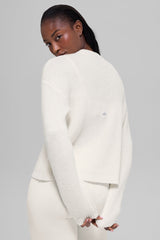 Wool Cashmere Ribbed Noble Crewneck Sweater - Ivory