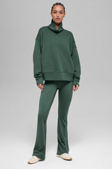 Hazy Mock Neck Pullover - Clover Green