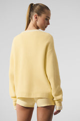 Tennis Club Sweater Knit Cardigan - Warm Butter/White