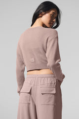 Sheer Cashmere Cropped Cardigan - Taupe