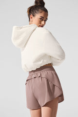 Cropped Mountain Peak Full-Zip Hoodie - Ivory