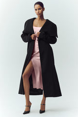 Wool Blend Nightfall Long Coat - Black