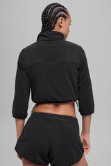 Polar Fleece Retreat Cropped Jacket - Black