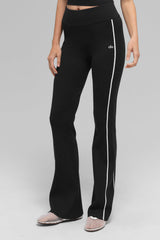 Ribbed Sweater Knit Highline Flare Pant - Black/White