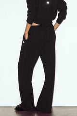 Cashmere High-Waist Northstar Straight Leg Pant - Black