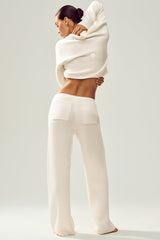Cashmere High-Waist Northstar Straight Leg Pant - Ivory
