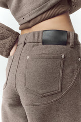 Wool Blend Nightcap Wide Leg Pant - Alpine Cocoa Heather