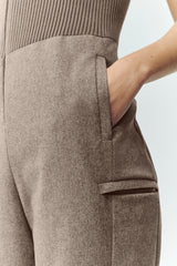 Wool Blend Bunny Slope Bib - Alpine Cocoa Heather
