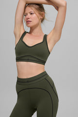 Airbrush Heart Throb Bra - Green Olive/Black