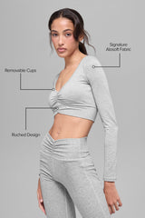 Alosoft Intuition Long Sleeve Bra - Athletic Heather Grey