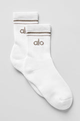 Unisex Half-Crew Throwback Sock - White/Light Cocoa