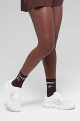 Unisex Half-Crew Throwback Sock - Brownstone/White