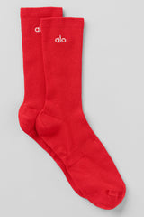 Unisex Half-Crew Understated Sock - Bright Red