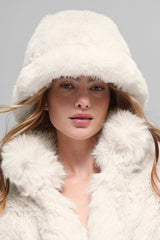 Faux Fur Starstruck Bucket Hat - Ivory