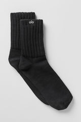 Unisex Half-Crew Scrunch Sock - Black