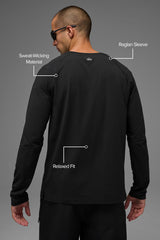 ALO Vapor Crewneck Long Sleeve - Black