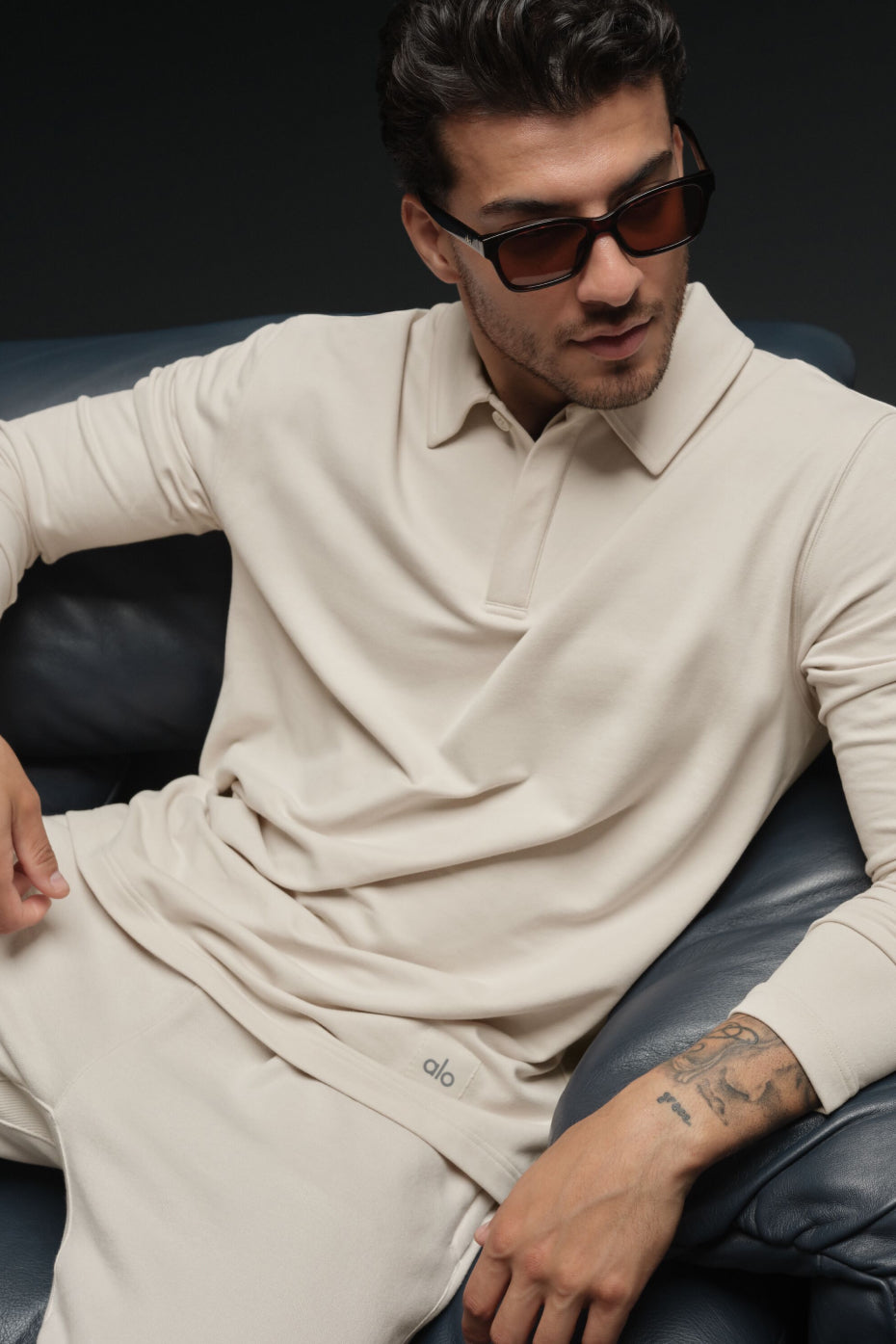 Double Take Long Sleeve Polo - Bone