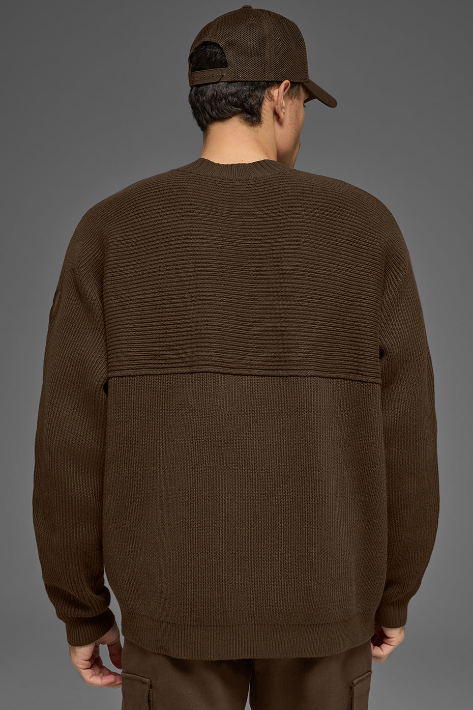 Domain Shift Rib Knit Sweater Crew - Espresso