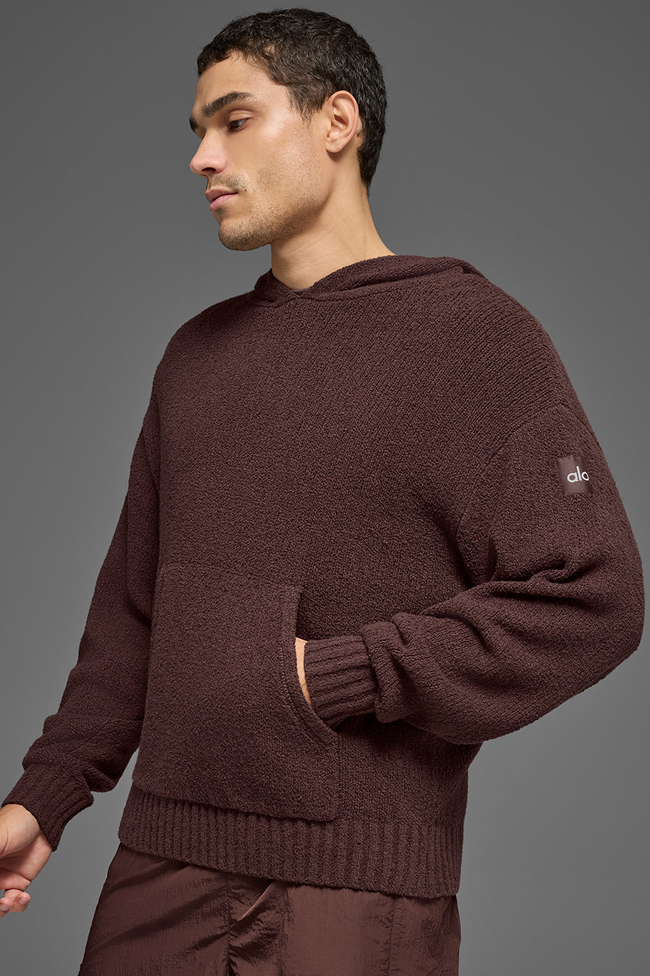 Textured Knit Hoodie - Brownstone