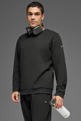 Waffle Lounge Long Sleeve Crew - Black