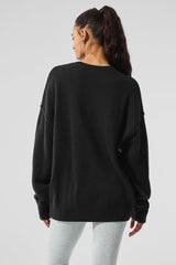 Unisex Wool鑱紺ashmere New Class Crewneck Sweater - Black