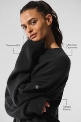 Unisex Wool鑱紺ashmere New Class Crewneck Sweater - Black