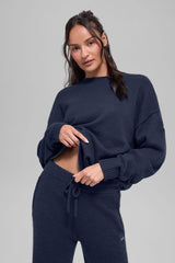 Unisex Wool鑱紺ashmere New Class Crewneck Sweater - Navy