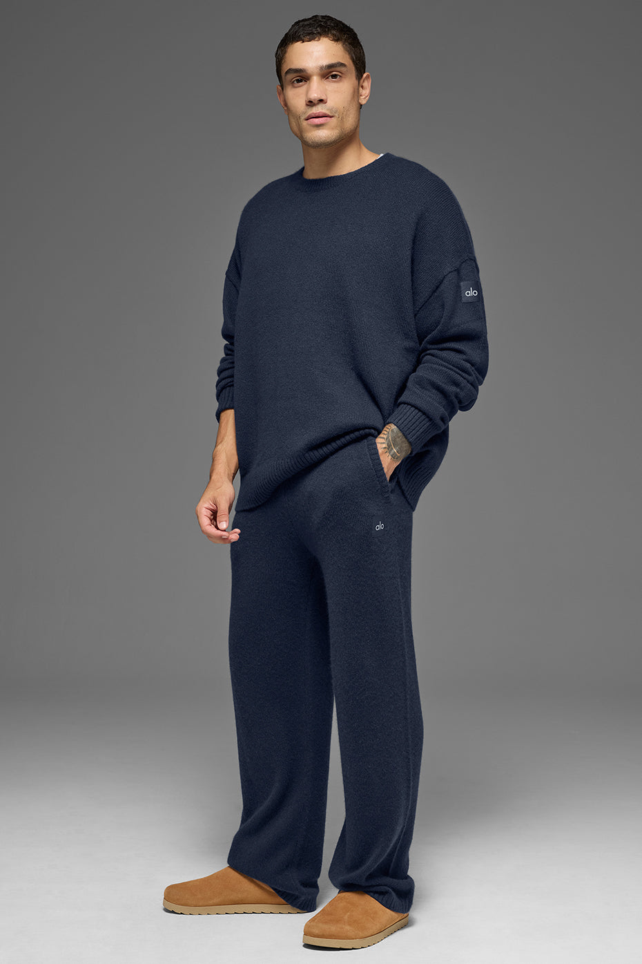 Unisex Wool鑱紺ashmere New Class Crewneck Sweater - Navy
