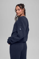 Unisex Wool鑱紺ashmere New Class Crewneck Sweater - Navy