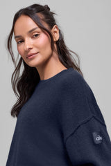 Unisex Wool鑱紺ashmere New Class Crewneck Sweater - Navy