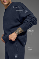 Unisex Wool鑱紺ashmere New Class Crewneck Sweater - Navy