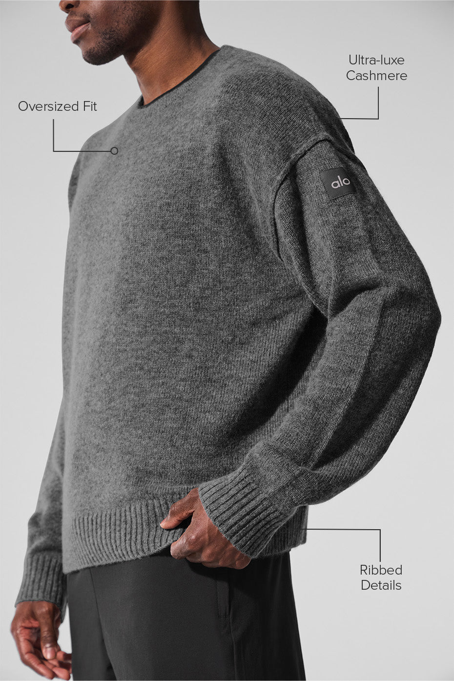 Unisex Wool鑱紺ashmere New Class Crewneck Sweater - Platinum Grey