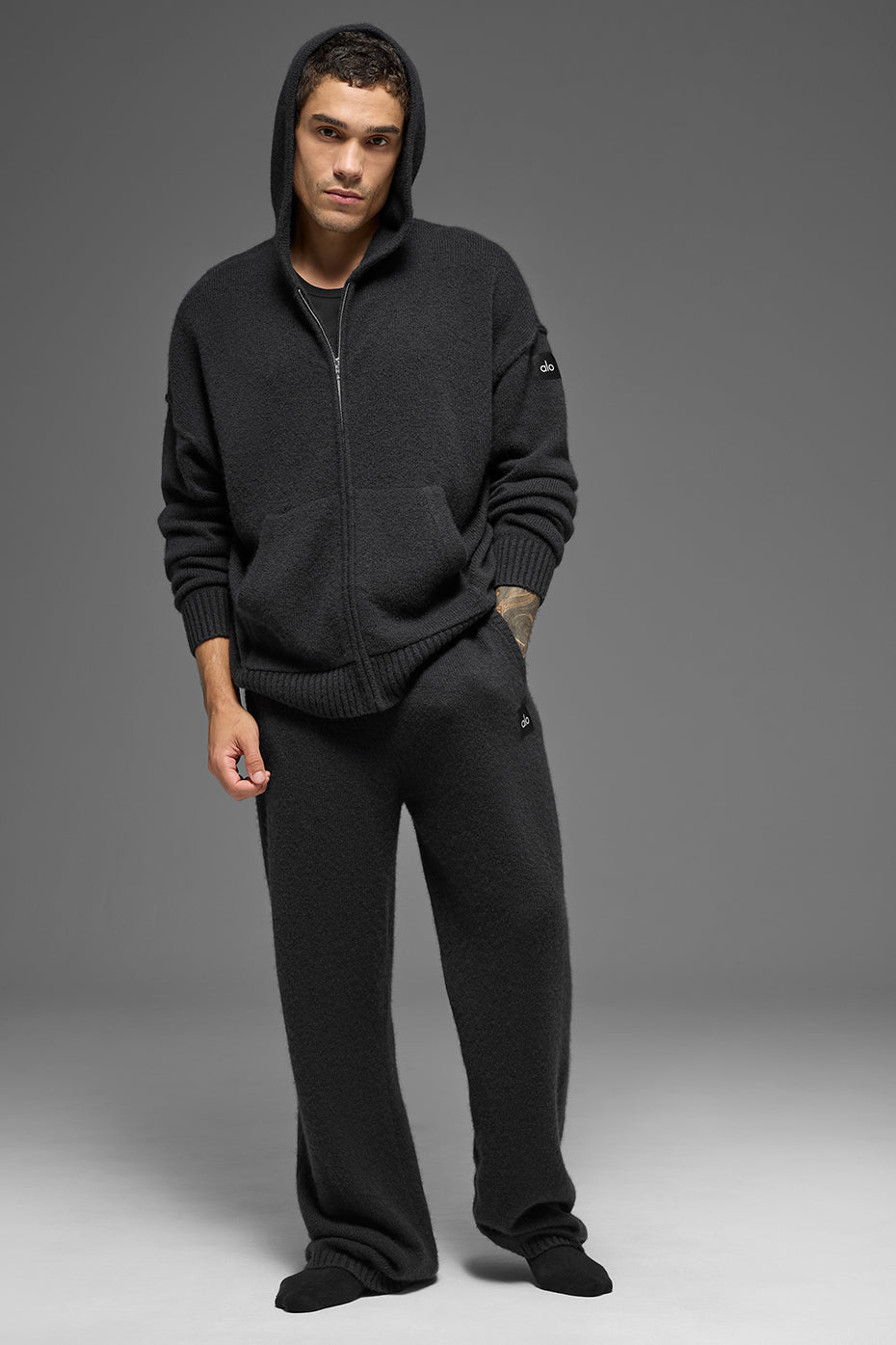 Wool鑱紺ashmere New Class Full Zip Hoodie - Black