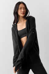 Wool鑱紺ashmere New Class Full Zip Hoodie - Black