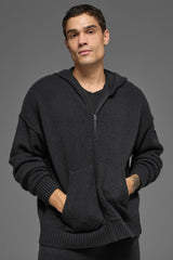 Wool鑱紺ashmere New Class Full Zip Hoodie - Black
