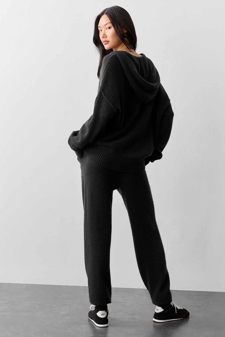 Wool鑱紺ashmere New Class Full Zip Hoodie - Black